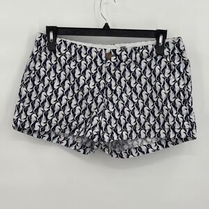 Old Navy Women Navy Blue White Seahorse Print Chino Short Size 8 Nautical Summer
